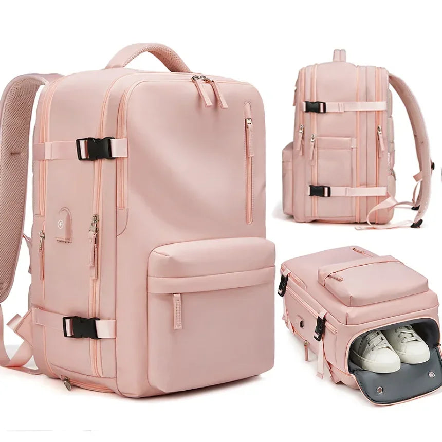 Large Travel Backpack Woman Expandable Multifunctional 16 Inch Laptop With Shoe Bag USB Charging Waterproof Lightweight Backpack