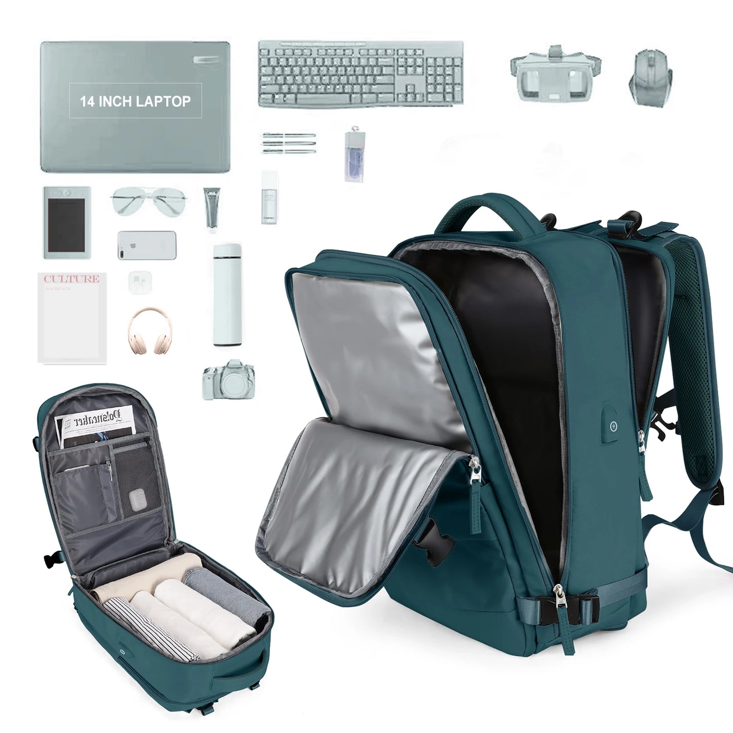 Large Travel Backpack Women, Carry On Hiking Back Pack Waterproof Outdoor Sports Rucksack Casual Daypack School Bag Fit