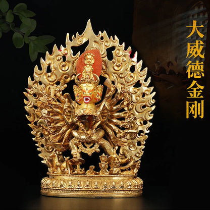 Large Wholesale Tibetan Buddha statue copper gilding Yamantaka DA WEI DE JINGANG Subdue the devil buddha Family protection