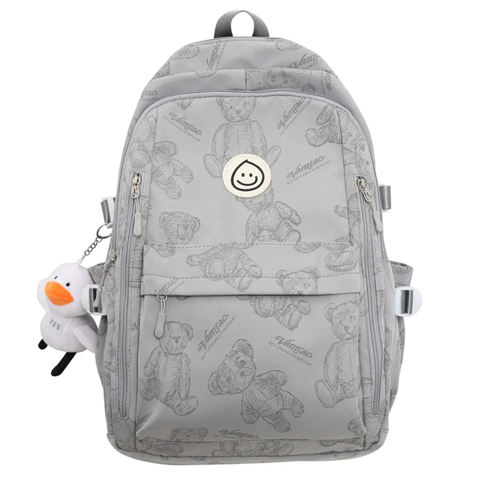 Large-capacity Cute Women Multi-Pocket Nylon Backpack Ins Junior High School Student School Bag Female Girl Backpack Laptop Book