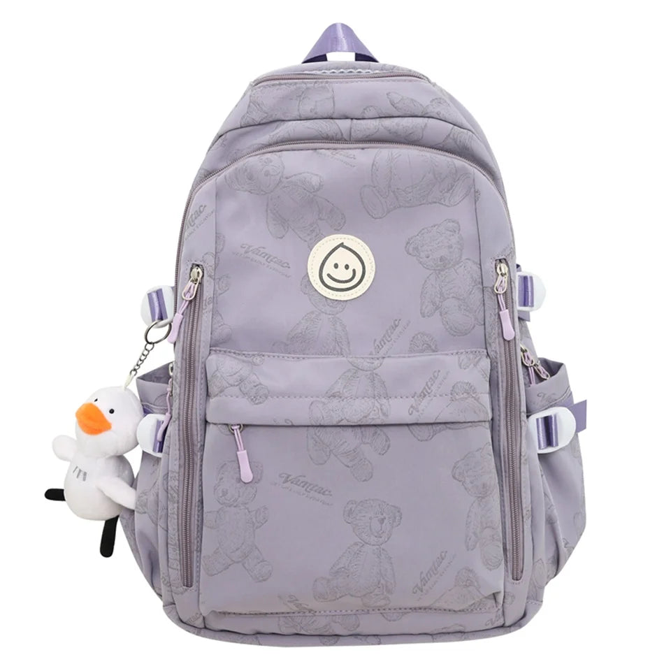 Large-capacity Cute Women Multi-Pocket Nylon Backpack Ins Junior High School Student School Bag Female Girl Backpack Laptop Book