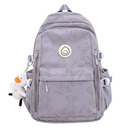Large-capacity Cute Women Multi-Pocket Nylon Backpack Ins Junior High School Student School Bag Female Girl Backpack Laptop Book