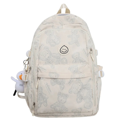 Large-capacity Cute Women Multi-Pocket Nylon Backpack Ins Junior High School Student School Bag Female Girl Backpack Laptop Book