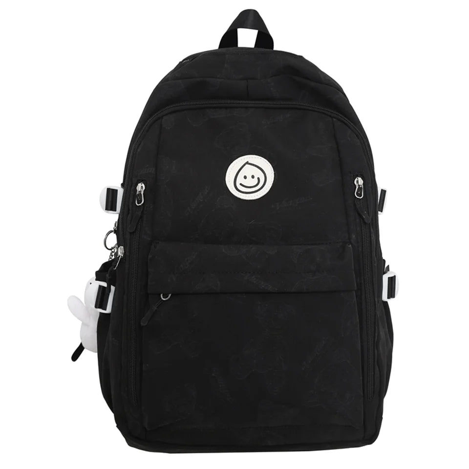 Large-capacity Cute Women Multi-Pocket Nylon Backpack Ins Junior High School Student School Bag Female Girl Backpack Laptop Book