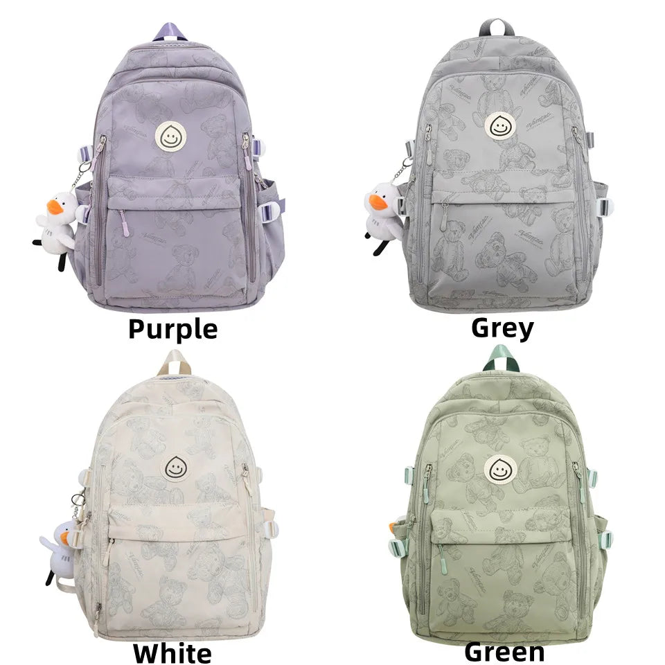 Large-capacity Cute Women Multi-Pocket Nylon Backpack Ins Junior High School Student School Bag Female Girl Backpack Laptop Book
