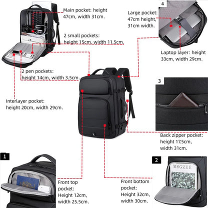 Large capacity Laptop Backpack Expandable Men's Waterproof Notebook USB Charging Sports Travel Bag Pack Backpacks For Men Bags