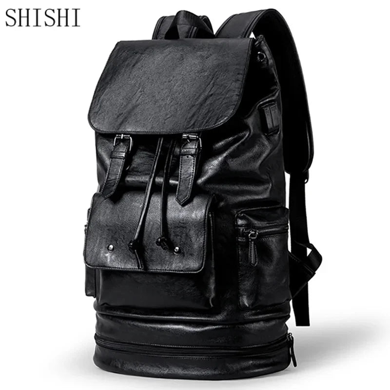 Large capacity Men PU Leather Travel Backpack Male Casual Laptop Bag High quality Fashion School Bags For Boys