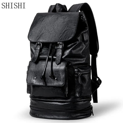 Large capacity Men PU Leather Travel Backpack Male Casual Laptop Bag High quality Fashion School Bags For Boys
