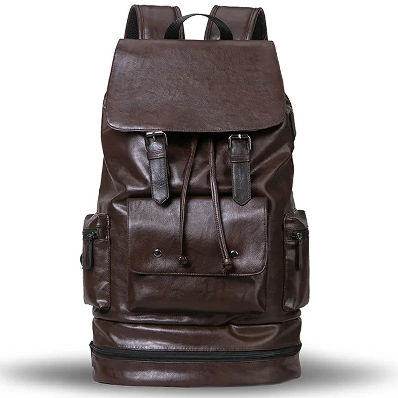Large capacity Men PU Leather Travel Backpack Male Casual Laptop Bag High quality Fashion School Bags For Boys