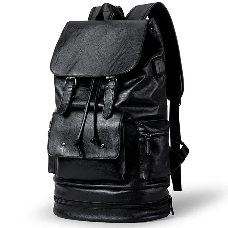 Large capacity Men PU Leather Travel Backpack Male Casual Laptop Bag High quality Fashion School Bags For Boys