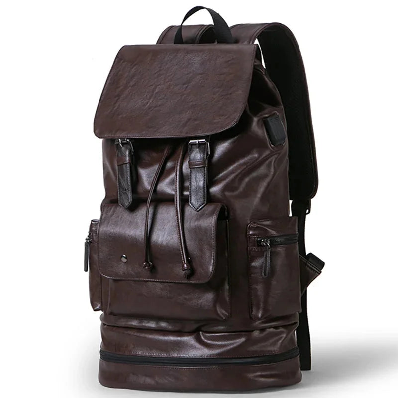 Large capacity Men PU Leather Travel Backpack Male Casual Laptop Bag High quality Fashion School Bags For Boys