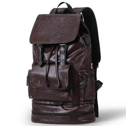 Large capacity Men PU Leather Travel Backpack Male Casual Laptop Bag High quality Fashion School Bags For Boys