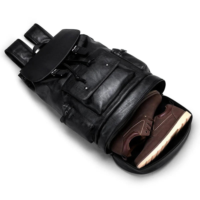Large capacity Men PU Leather Travel Backpack Male Casual Laptop Bag High quality Fashion School Bags For Boys