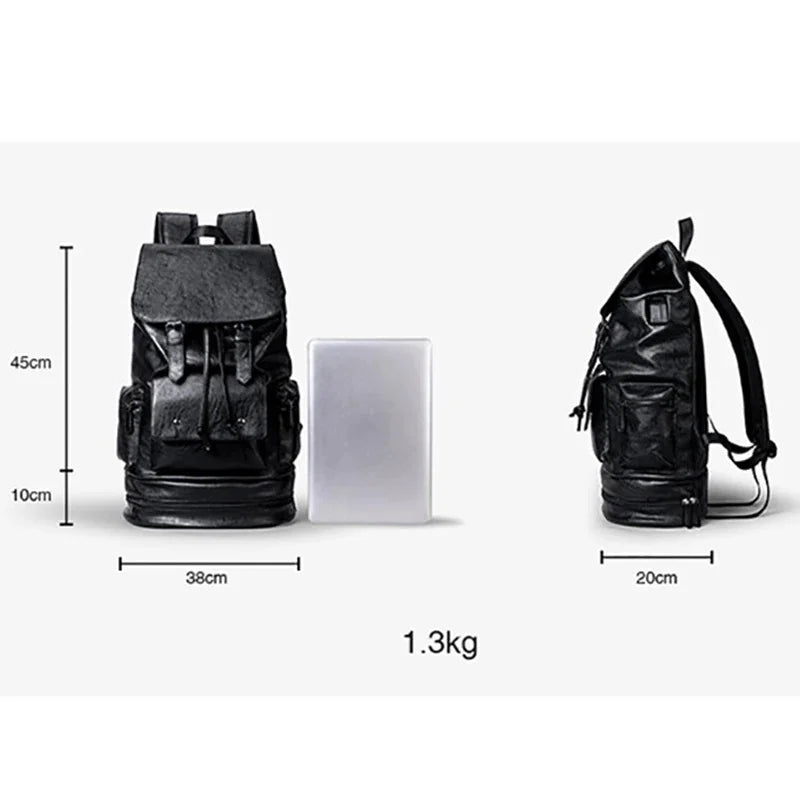 Large capacity Men PU Leather Travel Backpack Male Casual Laptop Bag High quality Fashion School Bags For Boys