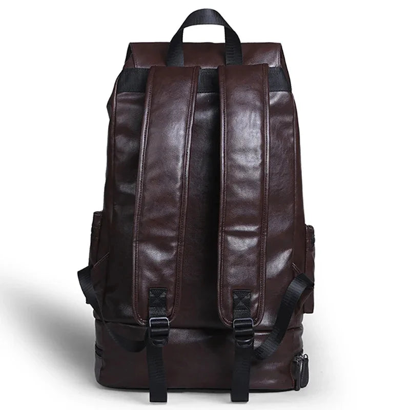 Large capacity Men PU Leather Travel Backpack Male Casual Laptop Bag High quality Fashion School Bags For Boys