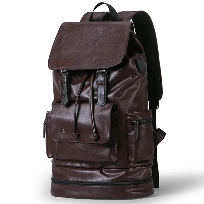 Large capacity Men PU Leather Travel Backpack Male Casual Laptop Bag High quality Fashion School Bags For Boys