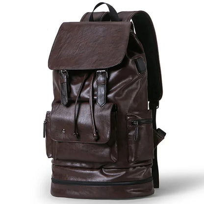 Large capacity Men PU Leather Travel Backpack Male Casual Laptop Bag High quality Fashion School Bags For Boys