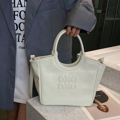 Large capacity tote cabbage basket bag women's high-end leather handbag commuting single shoulder crossbody bag