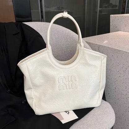 Large capacity tote cabbage basket bag women's high-end leather handbag commuting single shoulder crossbody bag
