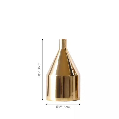 Large gold ceramic vase European style simple modern table flower living room decoration Dracaena sanderiana flower arrangement