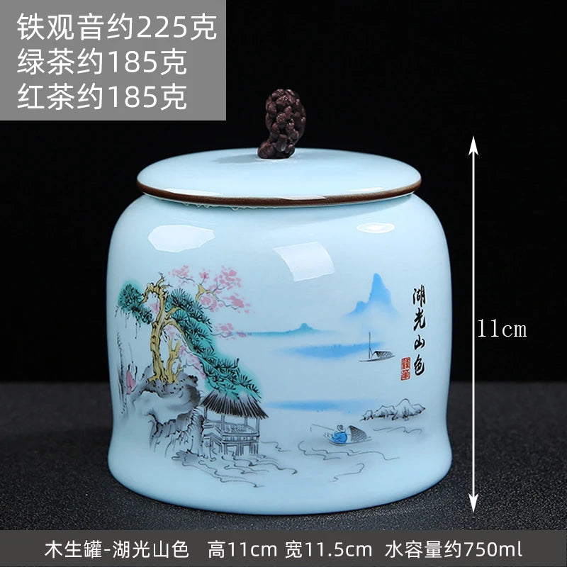 Large gourd tea pot ceramic storage sealed pot wake up tea pot general loose tea moisture-proof tea tank tea pot packaging box