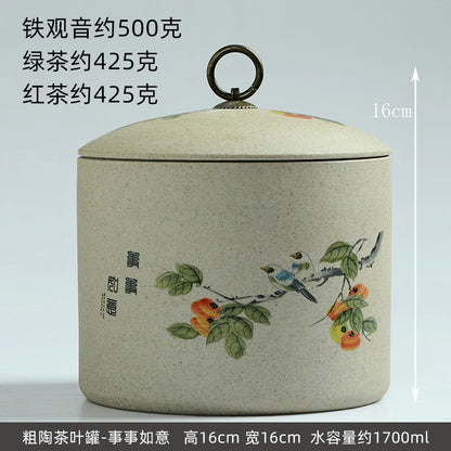 Large gourd tea pot ceramic storage sealed pot wake up tea pot general loose tea moisture-proof tea tank tea pot packaging box