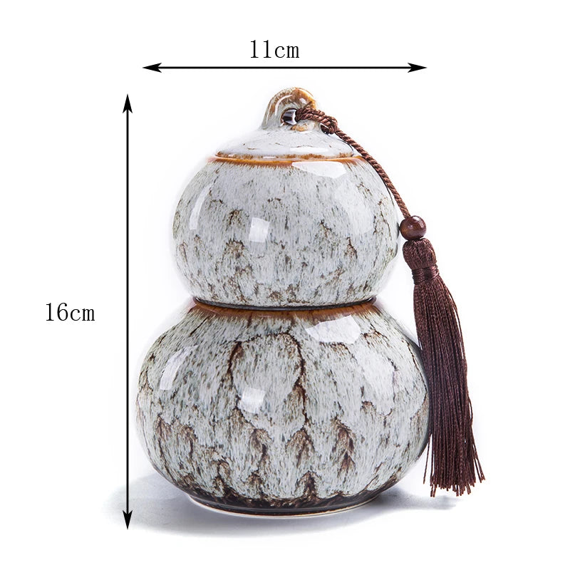 Large gourd tea pot ceramic storage sealed pot wake up tea pot general loose tea moisture-proof tea tank tea pot packaging box