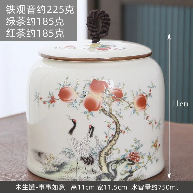 Large gourd tea pot ceramic storage sealed pot wake up tea pot general loose tea moisture-proof tea tank tea pot packaging box