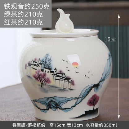 Large gourd tea pot ceramic storage sealed pot wake up tea pot general loose tea moisture-proof tea tank tea pot packaging box
