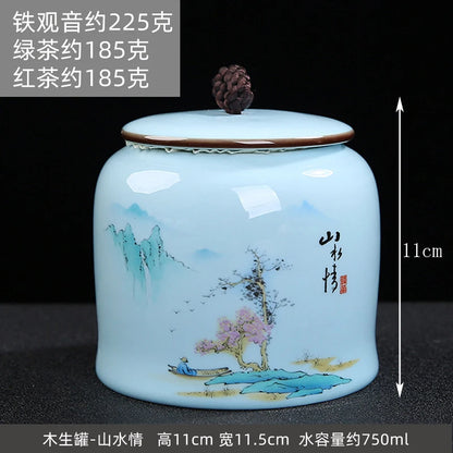 Large gourd tea pot ceramic storage sealed pot wake up tea pot general loose tea moisture-proof tea tank tea pot packaging box