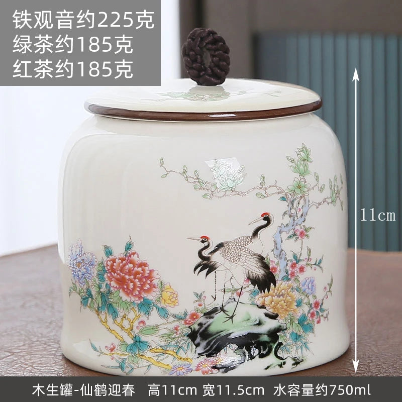 Large gourd tea pot ceramic storage sealed pot wake up tea pot general loose tea moisture-proof tea tank tea pot packaging box