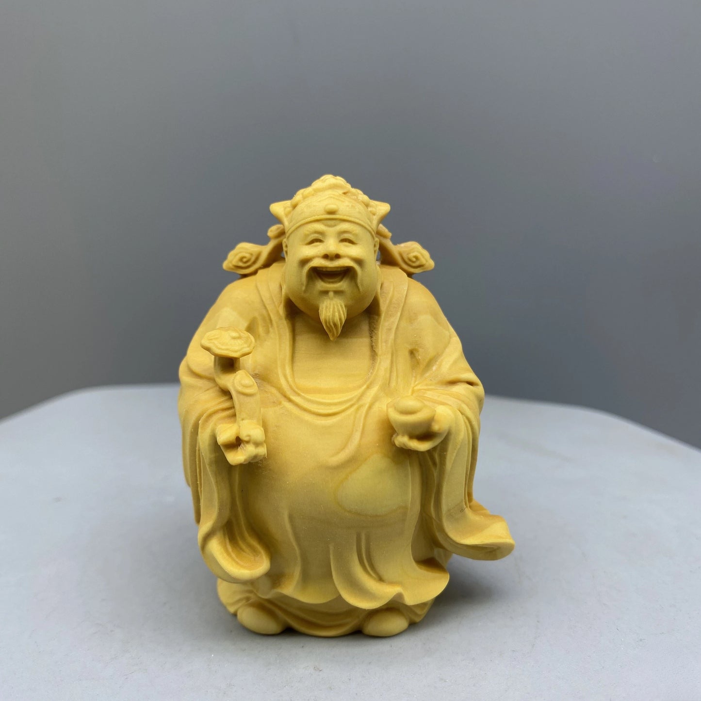 Large leaf boxwood carving, fortune, fortune, longevity, and solid wood character cartoon handlebars, home entrance decorations