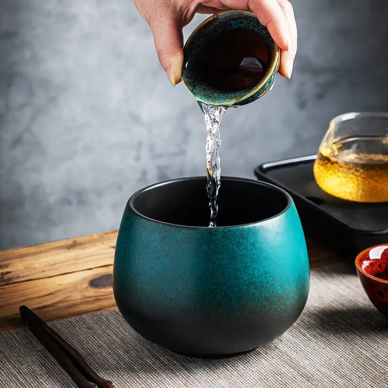 Large washing pot tea residue pot water bowl ceramic washing large ceramic light luxury tea set kitchen restaurant bar