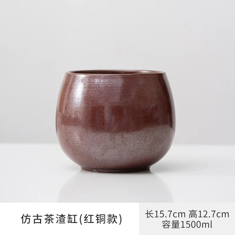 Large washing pot tea residue pot water bowl ceramic washing large ceramic light luxury tea set kitchen restaurant bar