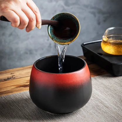 Large washing pot tea residue pot water bowl ceramic washing large ceramic light luxury tea set kitchen restaurant bar