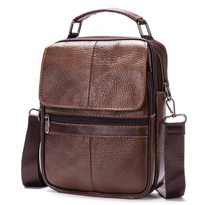 Laser Engrave Genuine Leather Men Message Shoulder Bags Handbag Zipper Travel Business Office Student Crossbody Bag