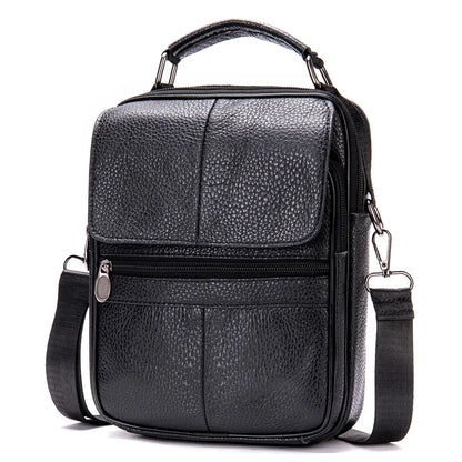 Laser Engrave Genuine Leather Men Message Shoulder Bags Handbag Zipper Travel Business Office Student Crossbody Bag