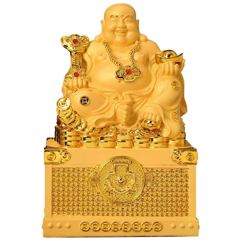 Laughing Buddha's Decoration To Piggy Bank Fortune Resin sculptureHandmade Statue Maitreya Wine Cabinet Porch Home Decoration