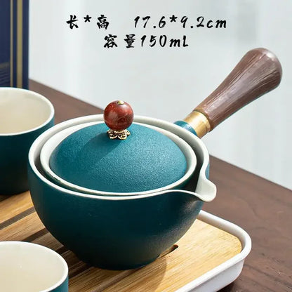Lazy People Make Tea God Automatic Travel Tea Set Ceramic Kung Fu Tea Set Portable Tray Storage Bag Gift