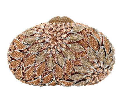 Leaf flower diamond-encrusted bridal bag nightclub fashion dress holding cheongsam bag wedding dinner luxury portable female bag