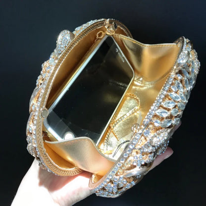 Leaf flower diamond-encrusted bridal bag nightclub fashion dress holding cheongsam bag wedding dinner luxury portable female bag