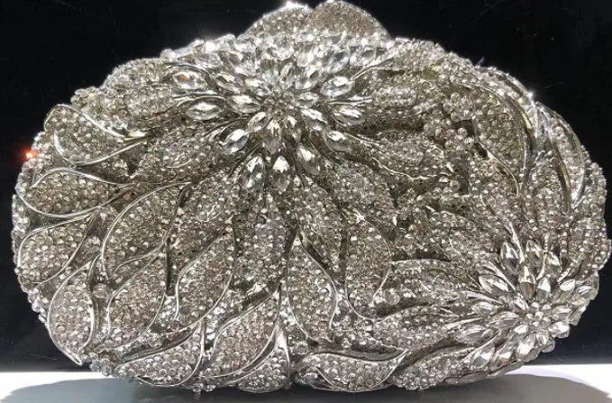 Leaf flower diamond-encrusted bridal bag nightclub fashion dress holding cheongsam bag wedding dinner luxury portable female bag