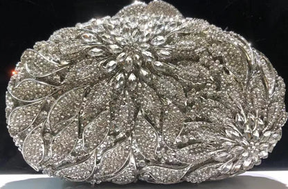 Leaf flower diamond-encrusted bridal bag nightclub fashion dress holding cheongsam bag wedding dinner luxury portable female bag