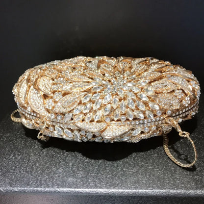 Leaf flower diamond-encrusted bridal bag nightclub fashion dress holding cheongsam bag wedding dinner luxury portable female bag