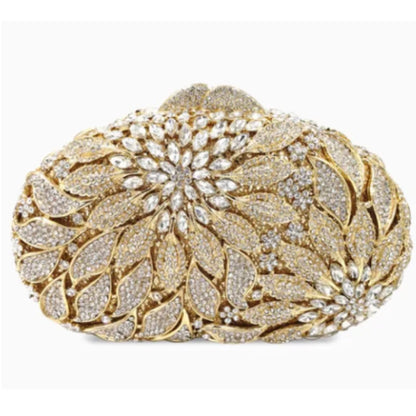 Leaf flower diamond-encrusted bridal bag nightclub fashion dress holding cheongsam bag wedding dinner luxury portable female bag