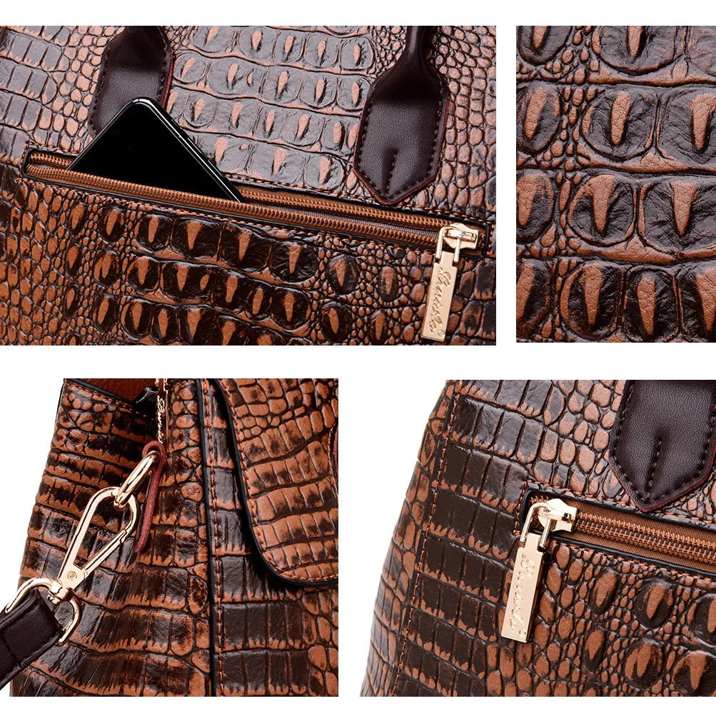 Leather Alligator Luxury Bags Designer Handbags High Quality Women Messenger Bag Retro Totes