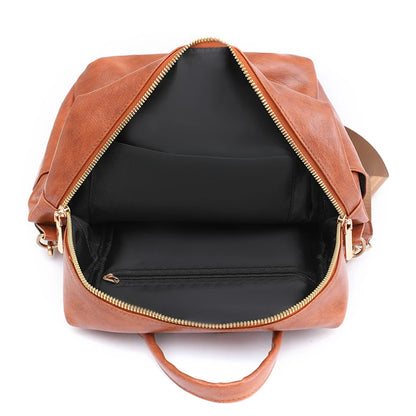 Leather Backpack Women Solid Color Fashion Trend Casual Large Capacity Ladies Travel Bag School Backpack for Teenage Girls Sac
