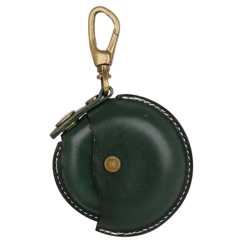 Leather Coin Purse Men Women Vintage Round Creative Storage Money Bag Case Keychain Wallet