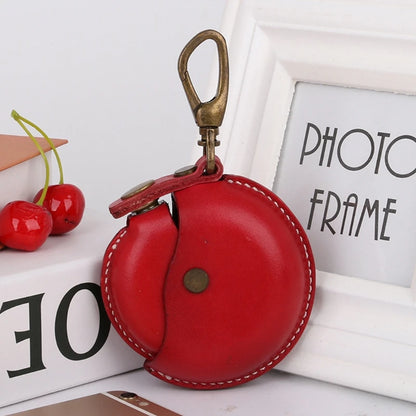 Leather Coin Purse Men Women Vintage Round Creative Storage Money Bag Case Keychain Wallet