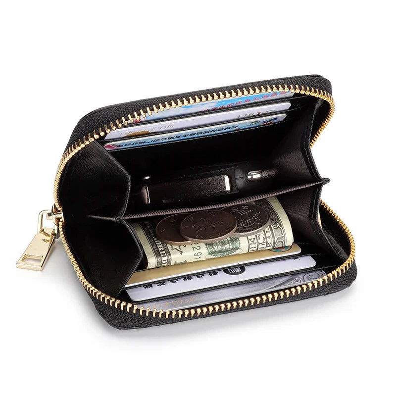 Leather Ladies Large Capacity Luxury Designer Card ID Holder Small Wallet Driver's License Bag